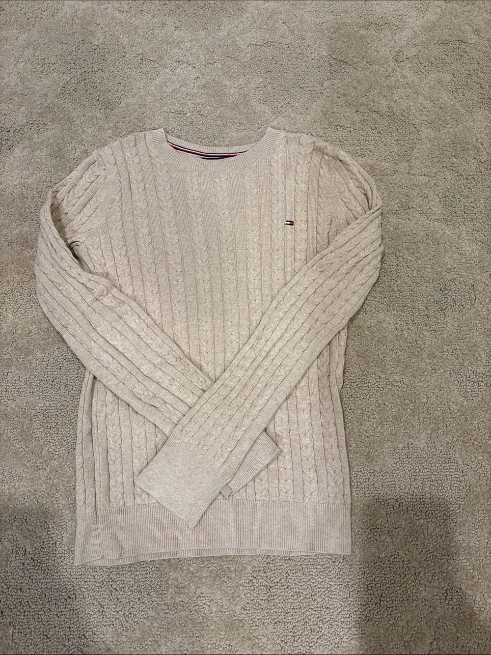 Tommy Hilfiger Woman’s  Cream Cable Knit Crewneck Sweater